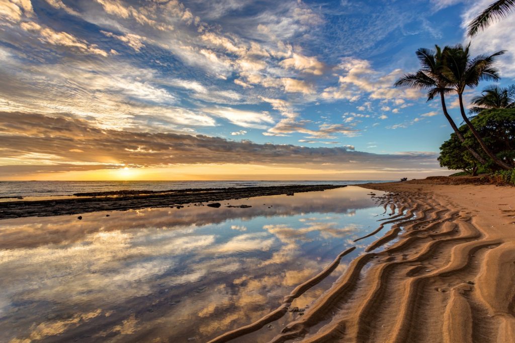 Sunrise from kauai Kailani in the town of Kapaa on the Hawaiian Island of Kauai.